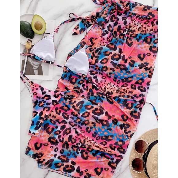 3 piece leopard print bikini set - Picture 4 of 5